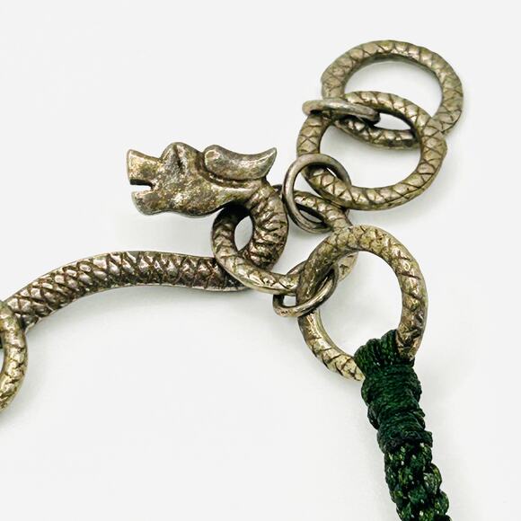 Antique Chinese Jade Dark Green Carved Dragon Clasp Collar Necklace - Picture 7 of 9